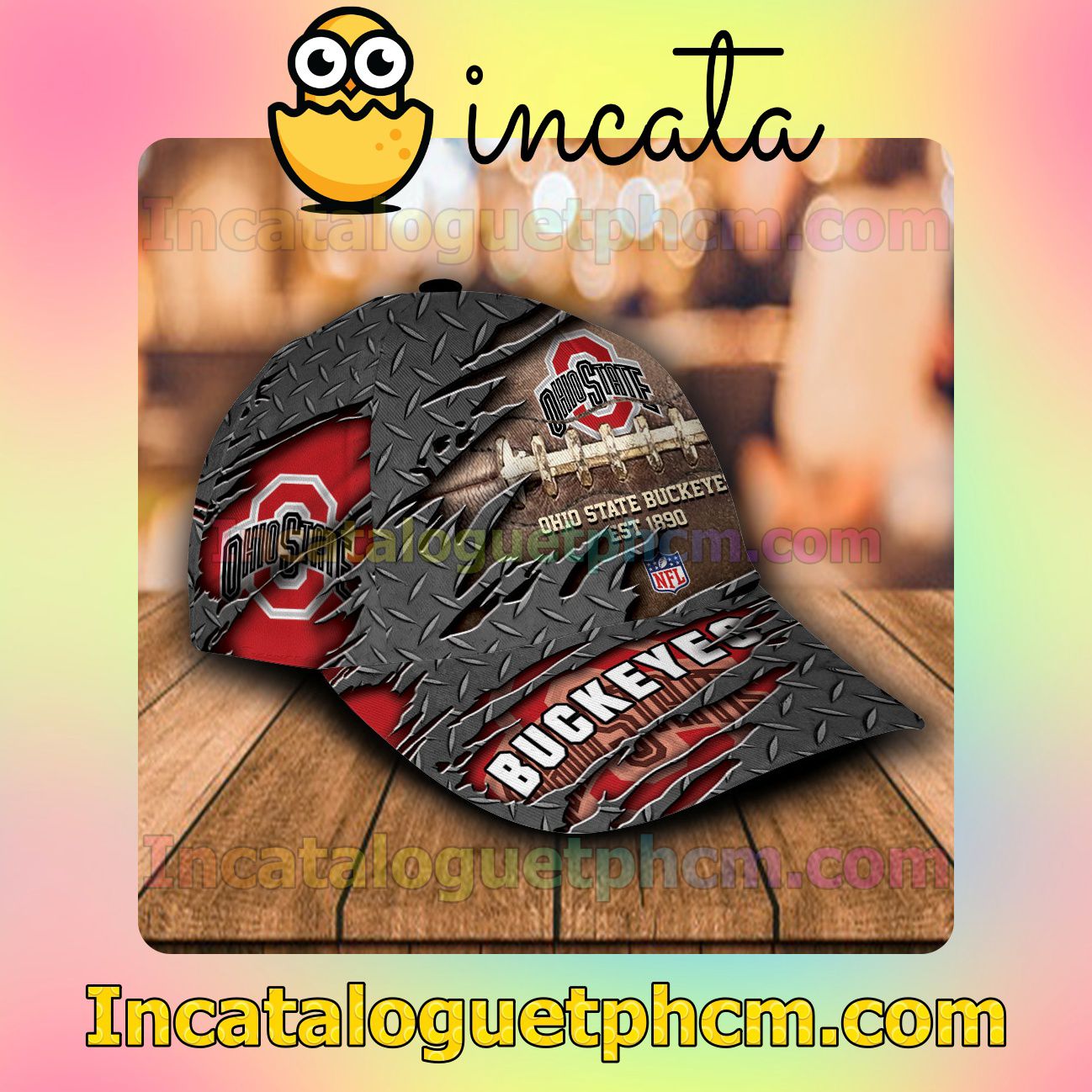 Mother's Day Gift Ohio State Buckeyes Leather Zipper Print Customized Hat Caps