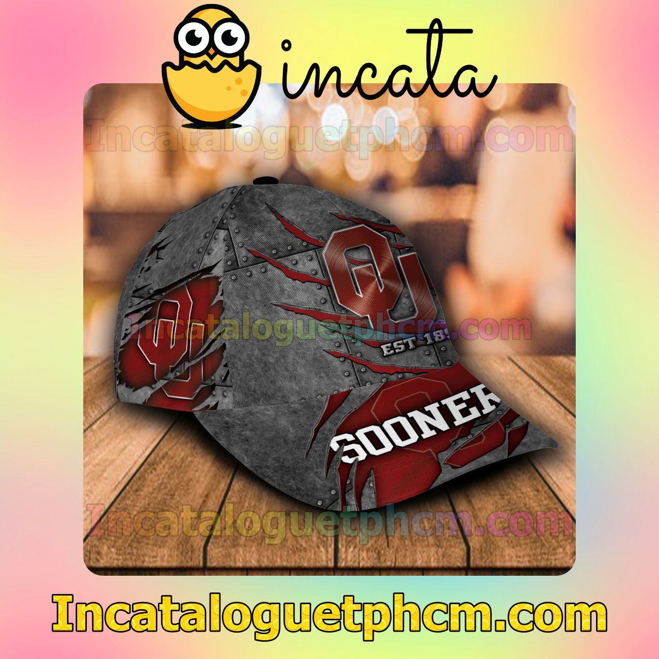 Official Oklahoma Sooners Leather Zipper Print Customized Hat Caps