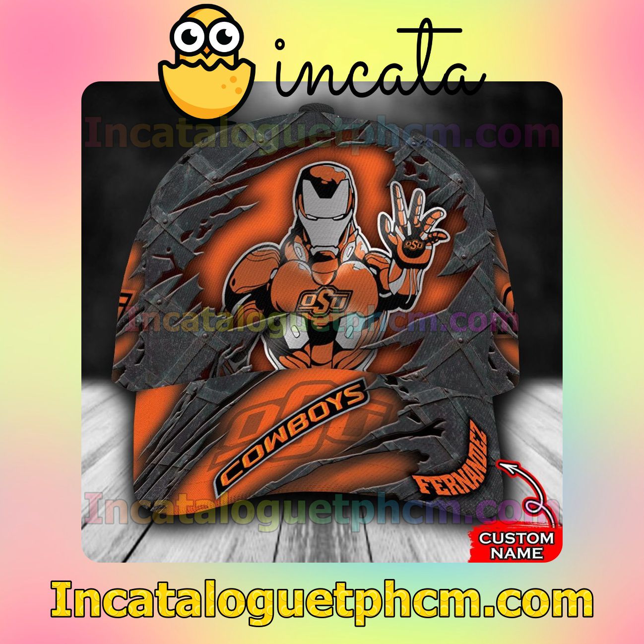 Only For Fan Oklahoma State Cowboys Iron Man NCAA Customized Hat Caps