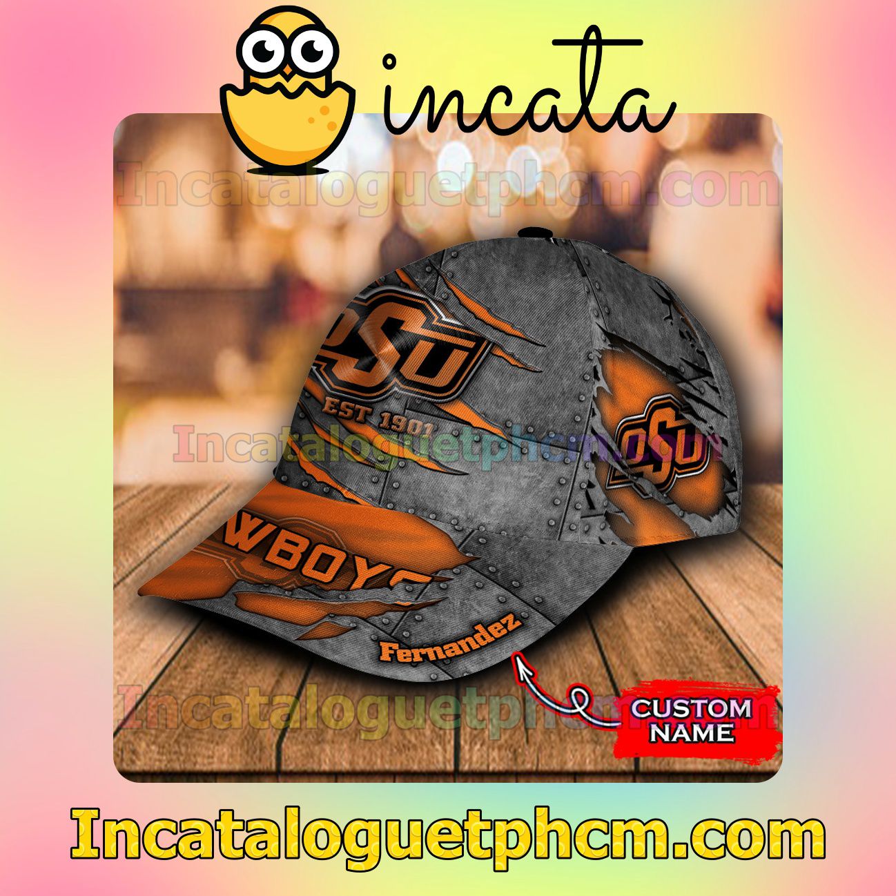 Funny Tee Oklahoma State Cowboys Leather Zipper Print Customized Hat Caps