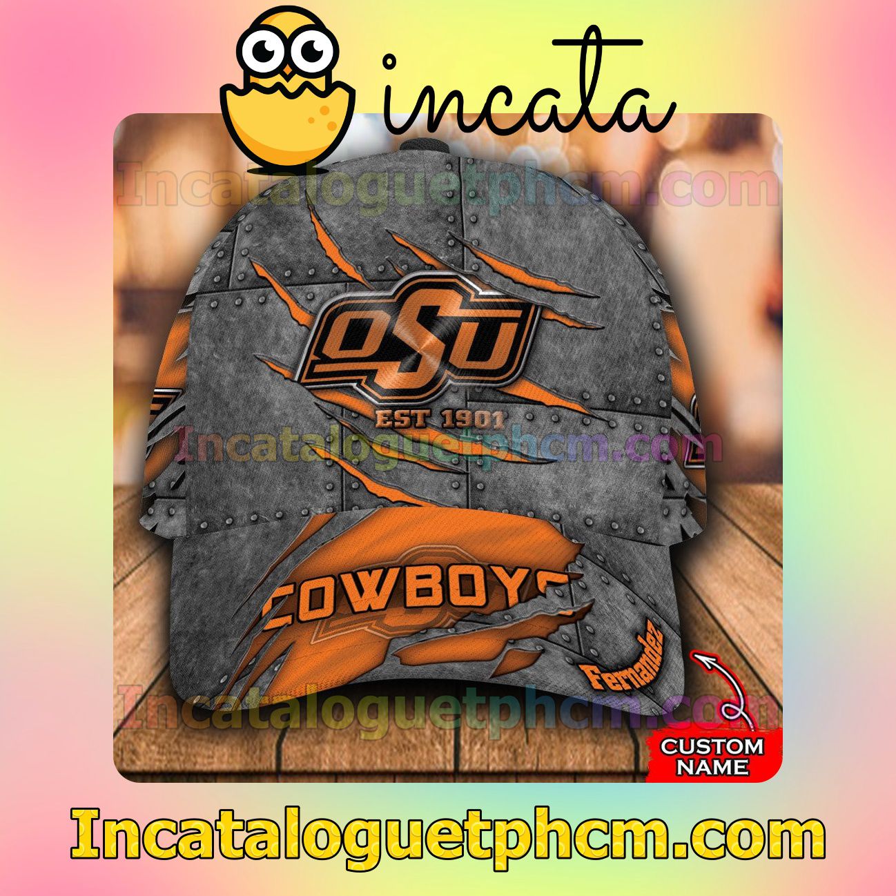 Best Gift Oklahoma State Cowboys Leather Zipper Print Customized Hat Caps
