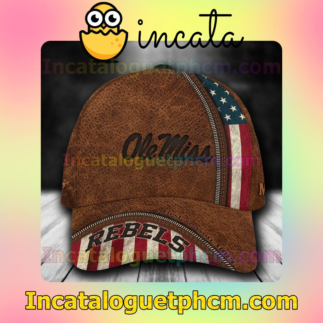 Check out Ole Miss Rebels Leather Zipper Print Customized Hat Caps