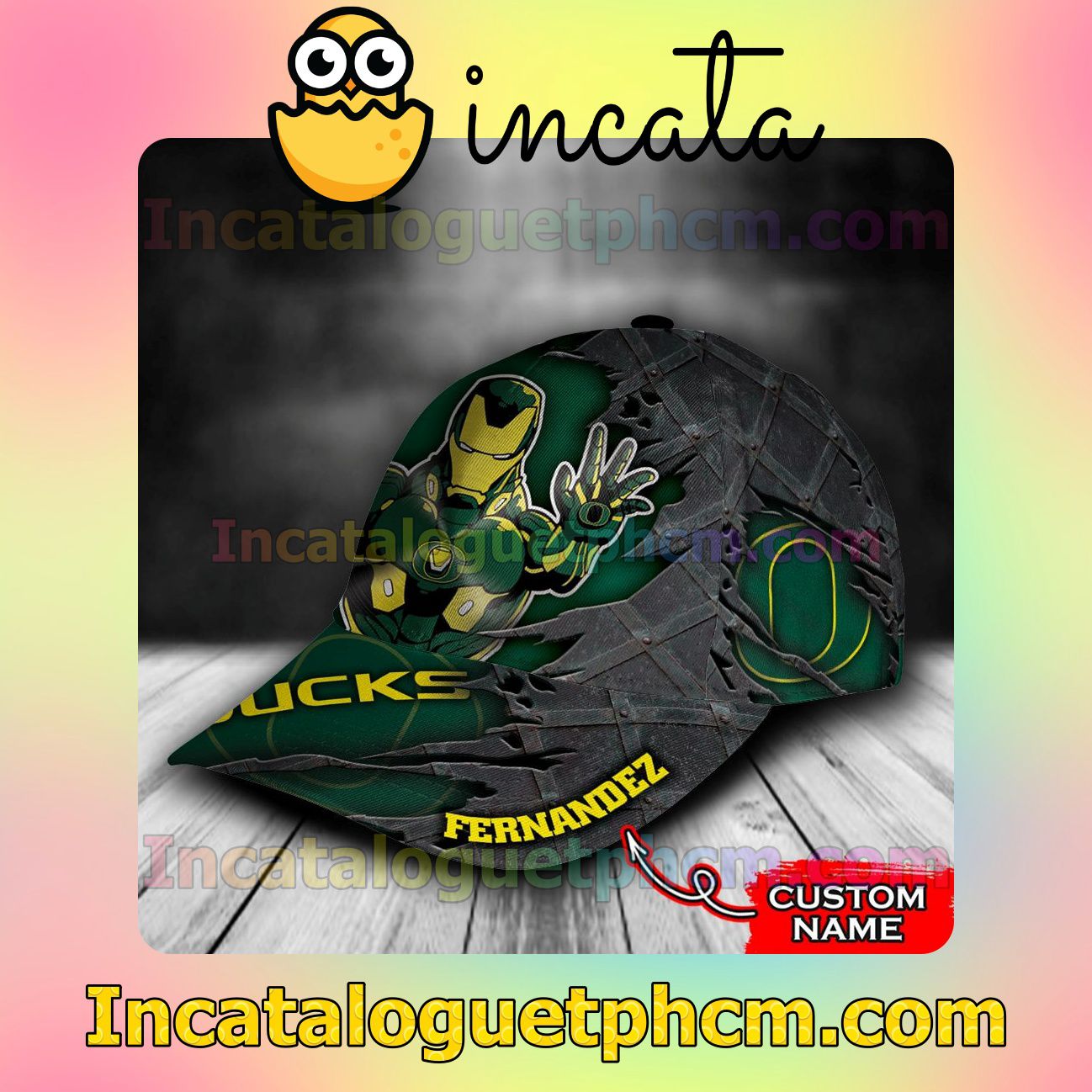 Unisex Oregon Ducks Iron Man NCAA Customized Hat Caps