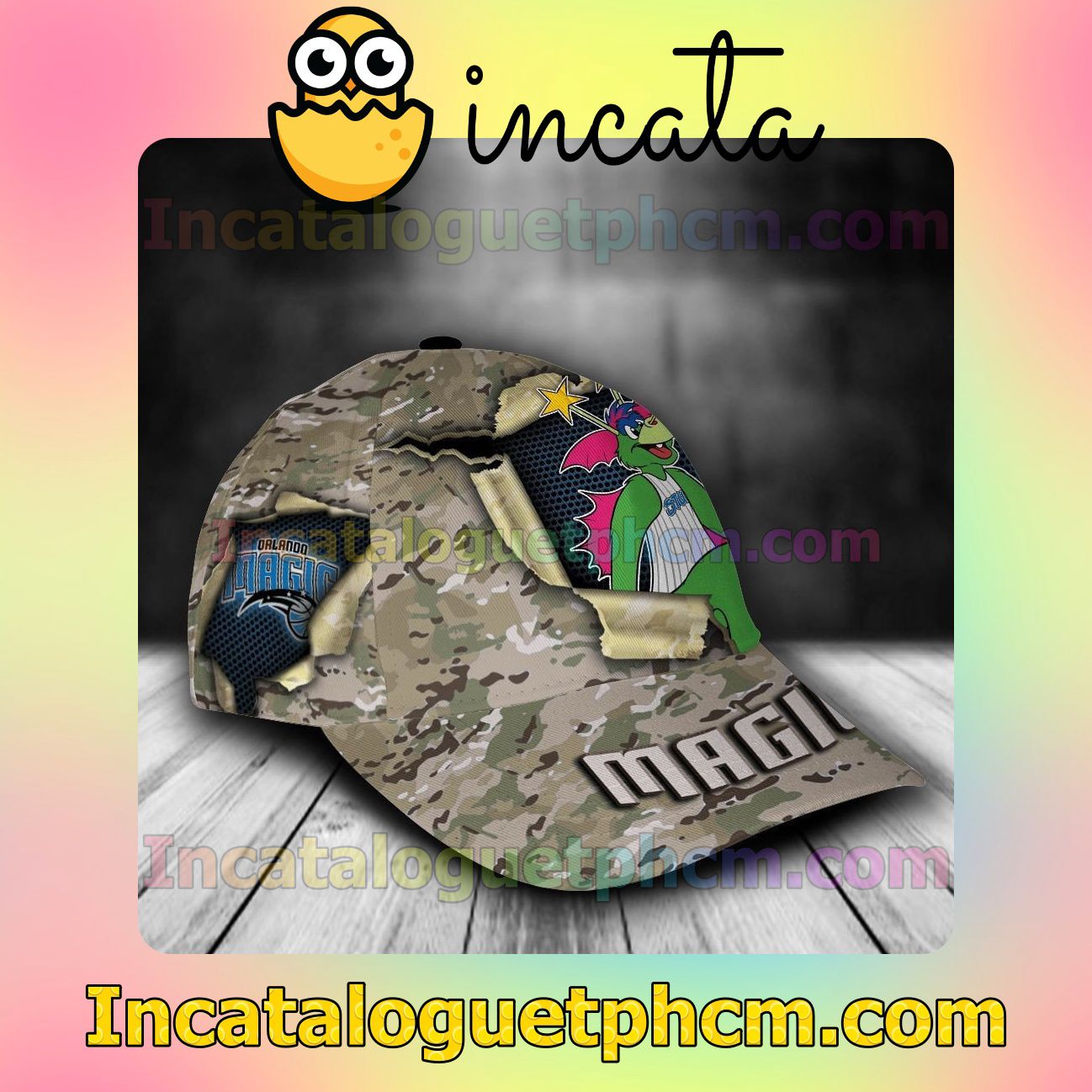 Us Store Orlando Magic Camo Mascot NBA Customized Hat Caps