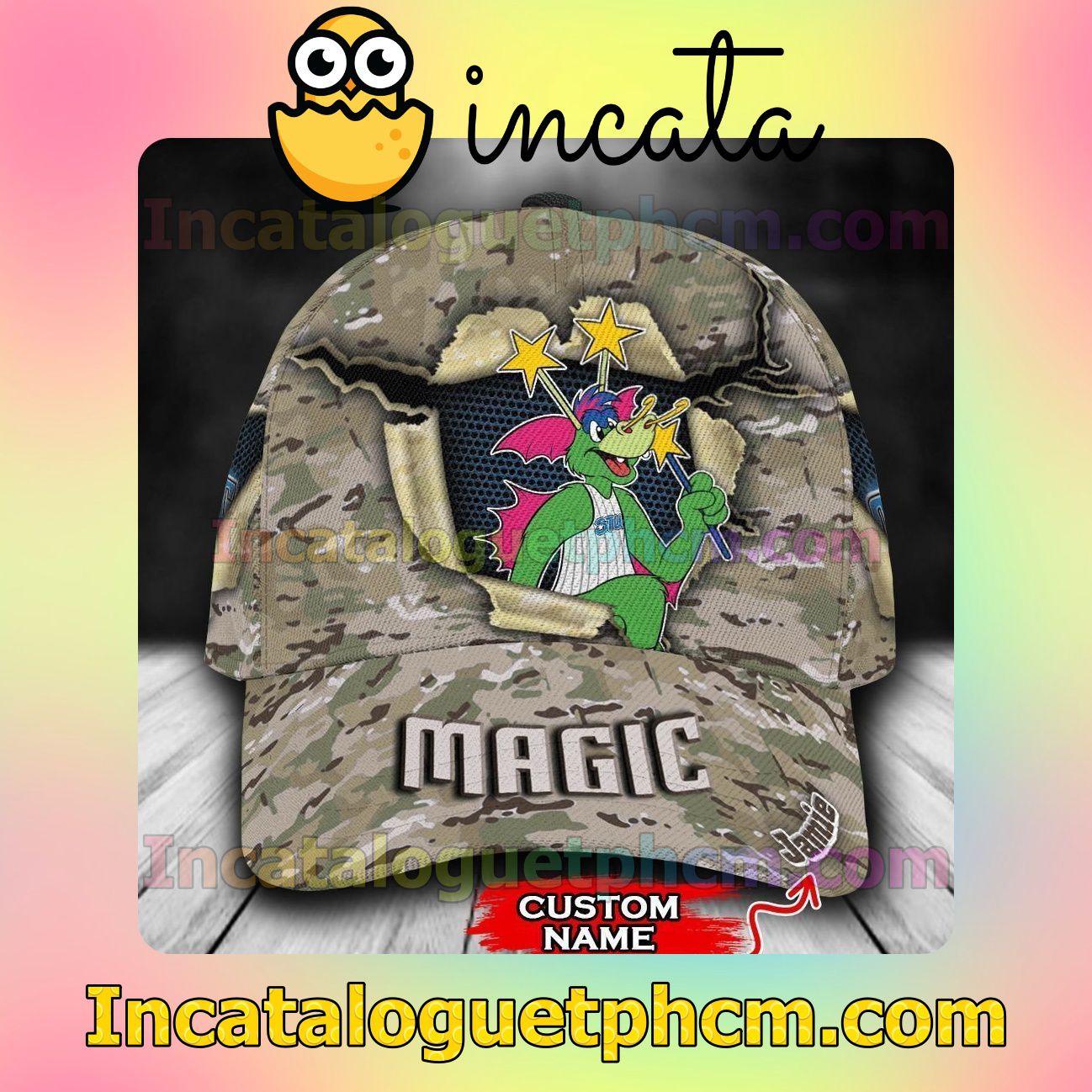 Orlando Magic Camo Mascot NBA Customized Hat Caps