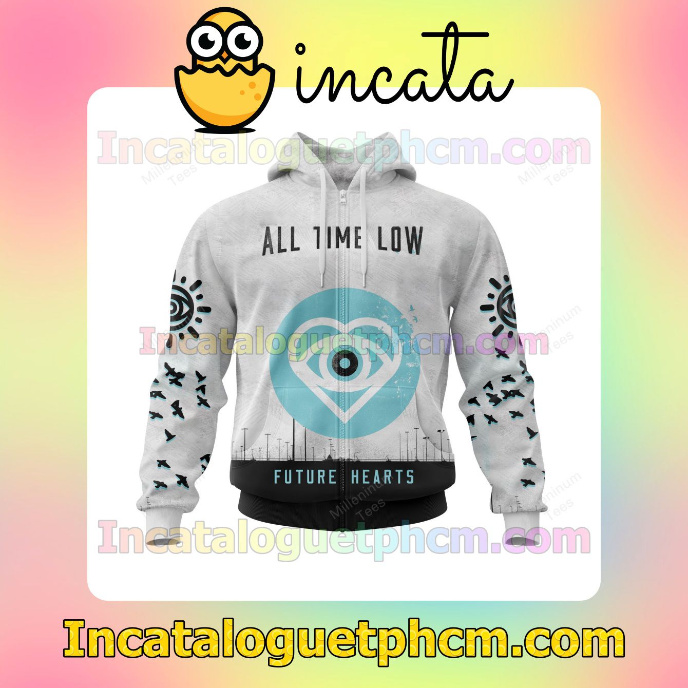 Us Store Personalized All Time Low Future Hearts Album Cover Fleece Zip Up Hoodie