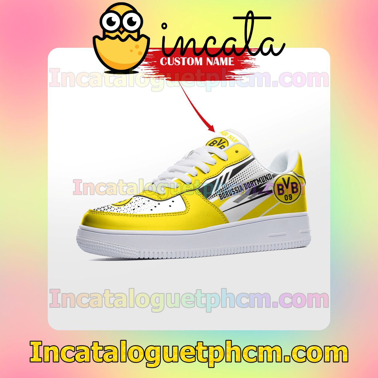 Funny Tee Personalized Bundesliga Borussia Dortmund Custom Name Nike Low Shoes Sneakers