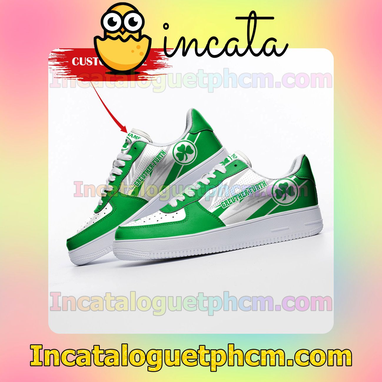 Print On Demand Personalized Bundesliga Greuther Fürth Custom Name Nike Low Shoes Sneakers