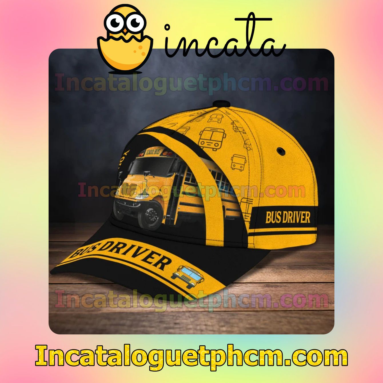 Top Personalized Bus Driver School Bus Black And Yellow Classic Hat Caps Gift For Men