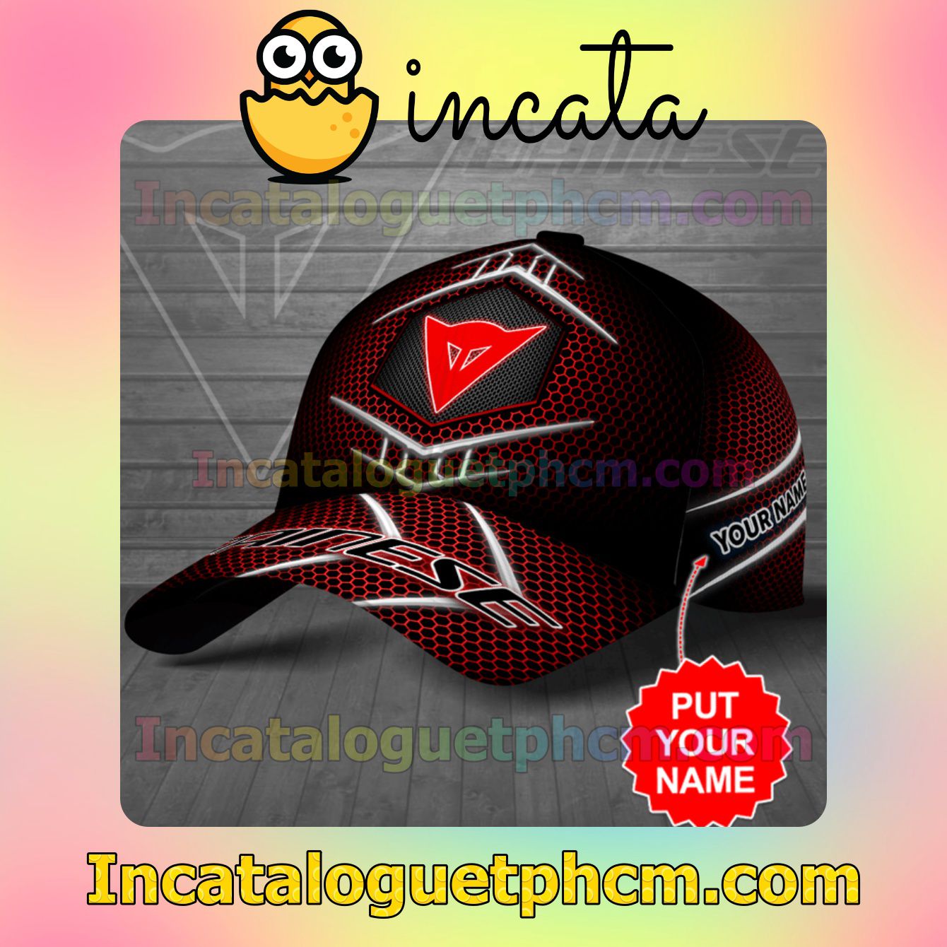 Fast Shipping Personalized Dainese Red Hive Pattern Classic Hat Caps Gift For Men