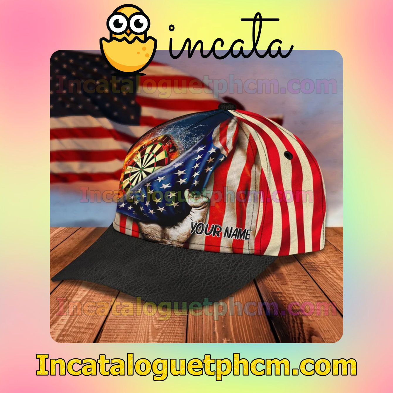 Discount Personalized Darts American Flag Classic Hat Caps Gift For Men
