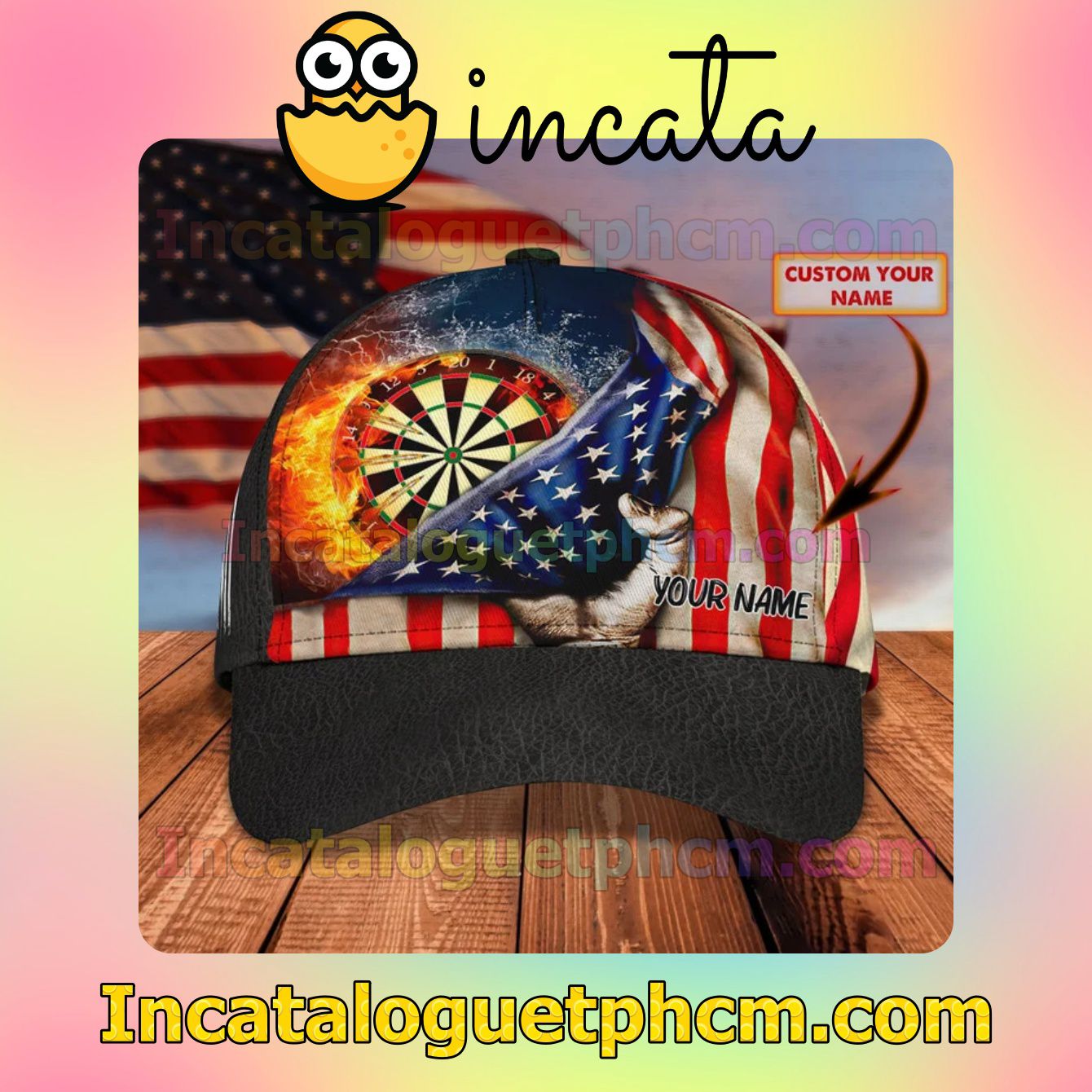 Unisex Personalized Darts American Flag Classic Hat Caps Gift For Men
