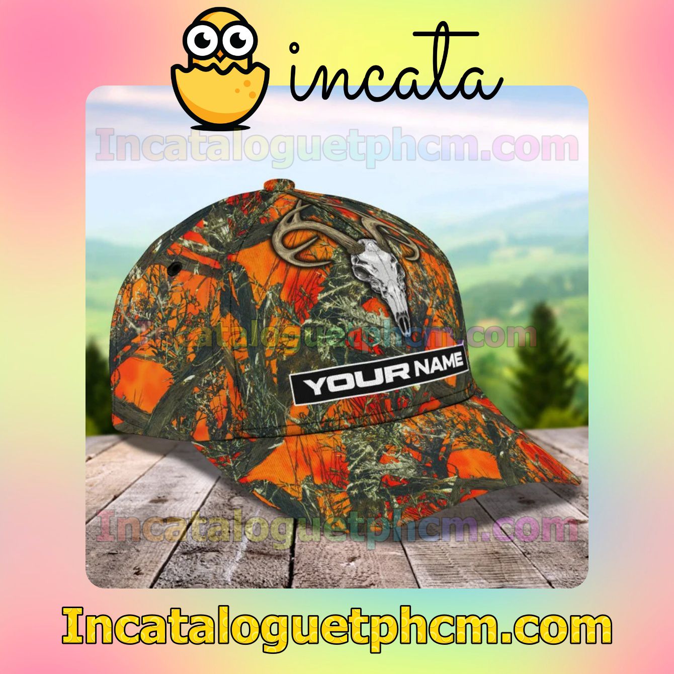 Great Quality Personalized Deer Hunting Skull Realtree Orange Camo Classic Hat Caps Gift For Men