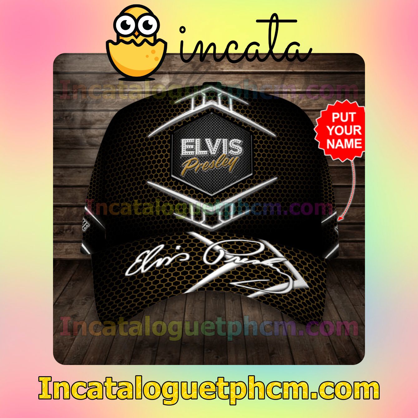 Personalized Elvis Presley Hive Pattern Classic Hat Caps Gift For Men