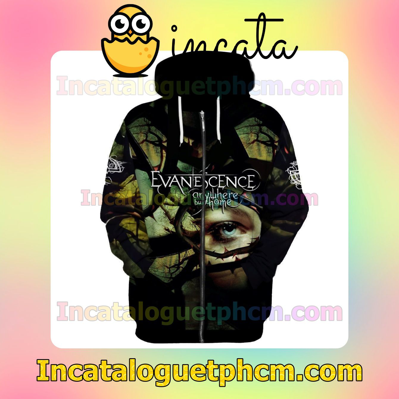 Funny Tee Personalized Evanescence Anywhere But Home Album Cover Fleece Zip Up Hoodie
