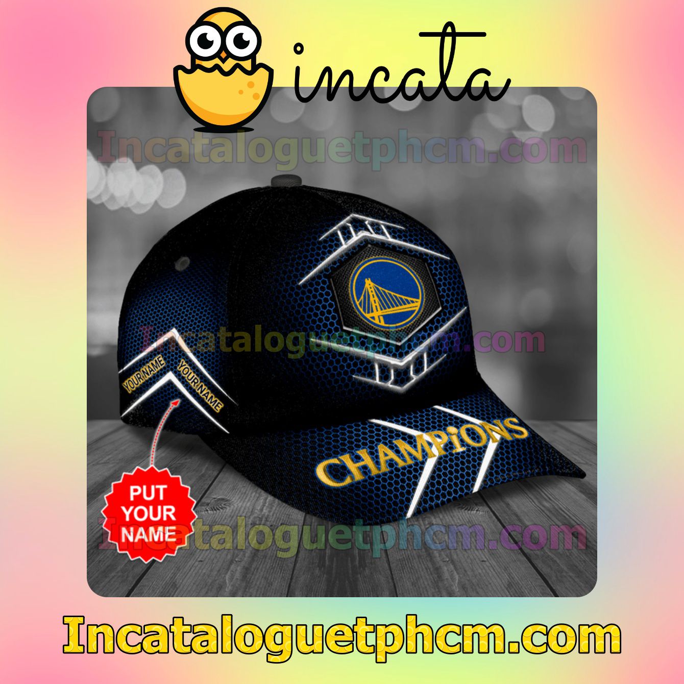 Beautiful Personalized Golden State Warriors Champions Blue Hive Pattern Classic Hat Caps Gift For Men