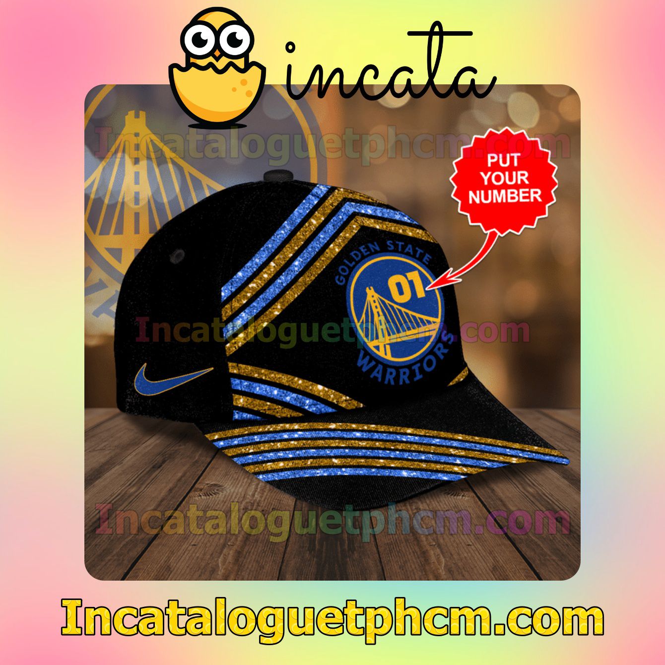 Amazing Personalized Golden State Warriors Glitter Stripes Classic Hat Caps Gift For Men