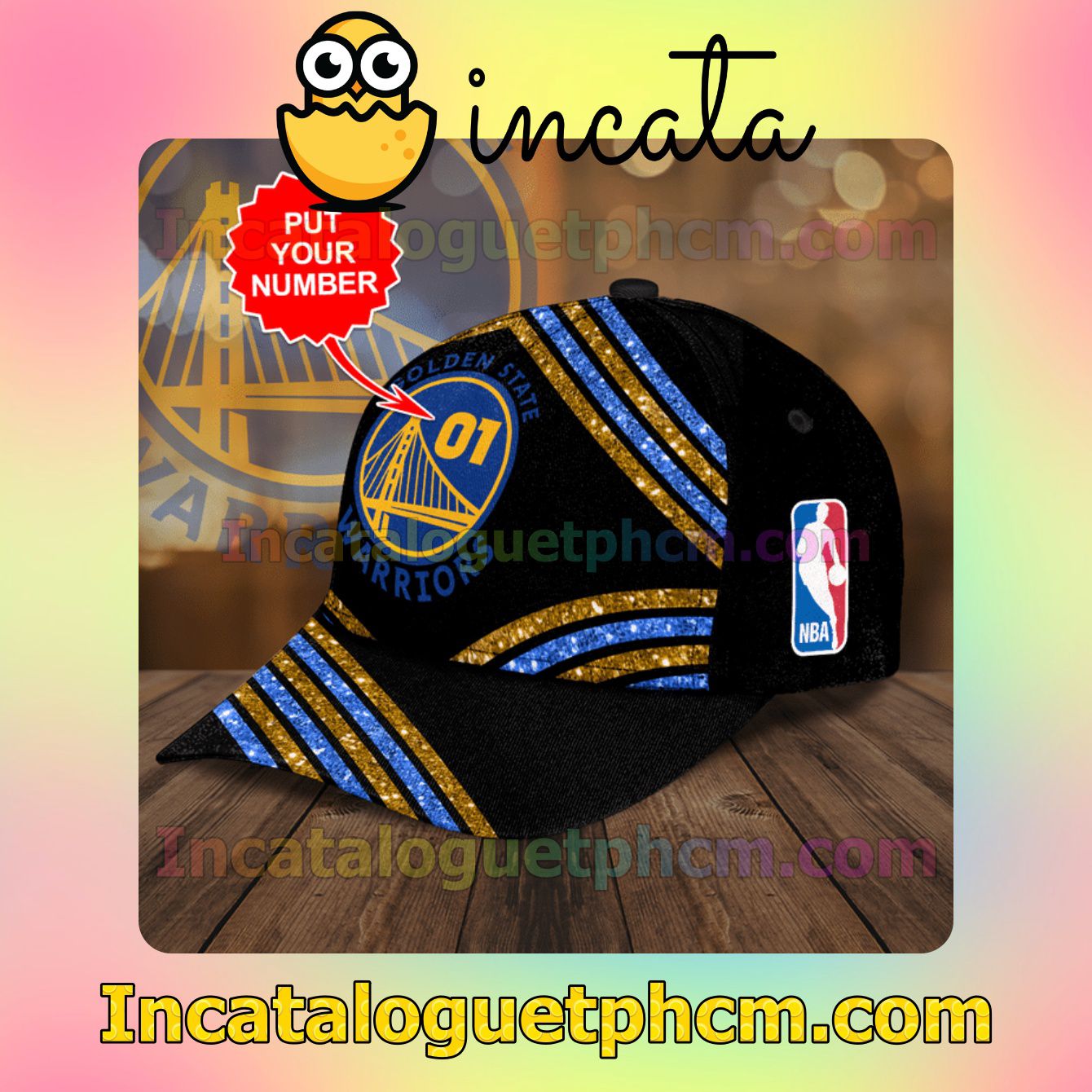 Popular Personalized Golden State Warriors Glitter Stripes Classic Hat Caps Gift For Men