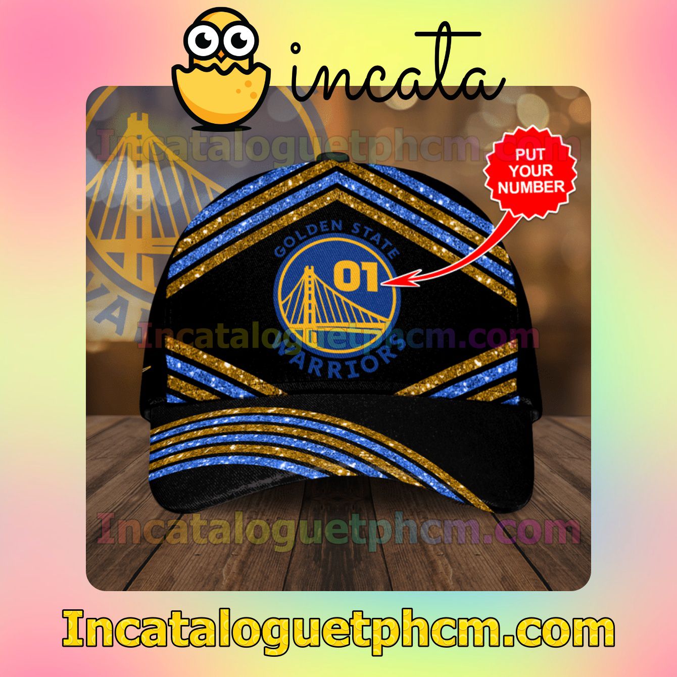 Adorable Personalized Golden State Warriors Glitter Stripes Classic Hat Caps Gift For Men