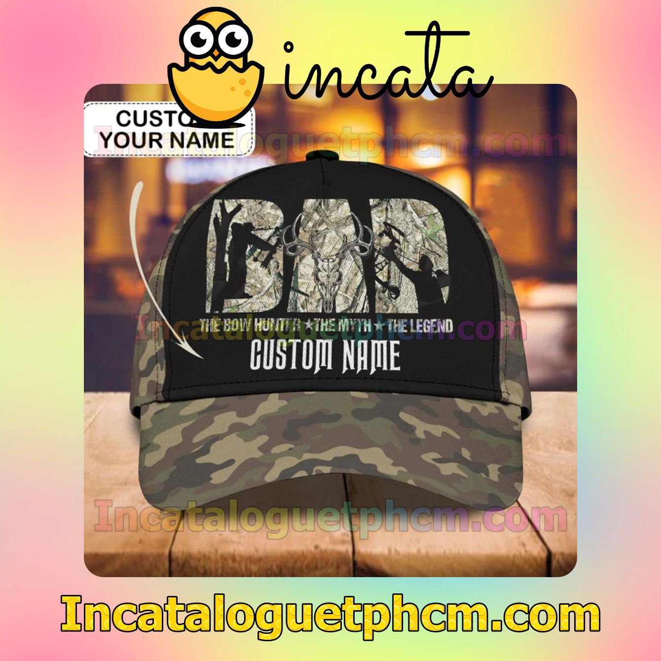 Personalized Hunting Dad The Bow Hunter The Myth The Legend Camouflage Classic Hat Caps Gift For Men