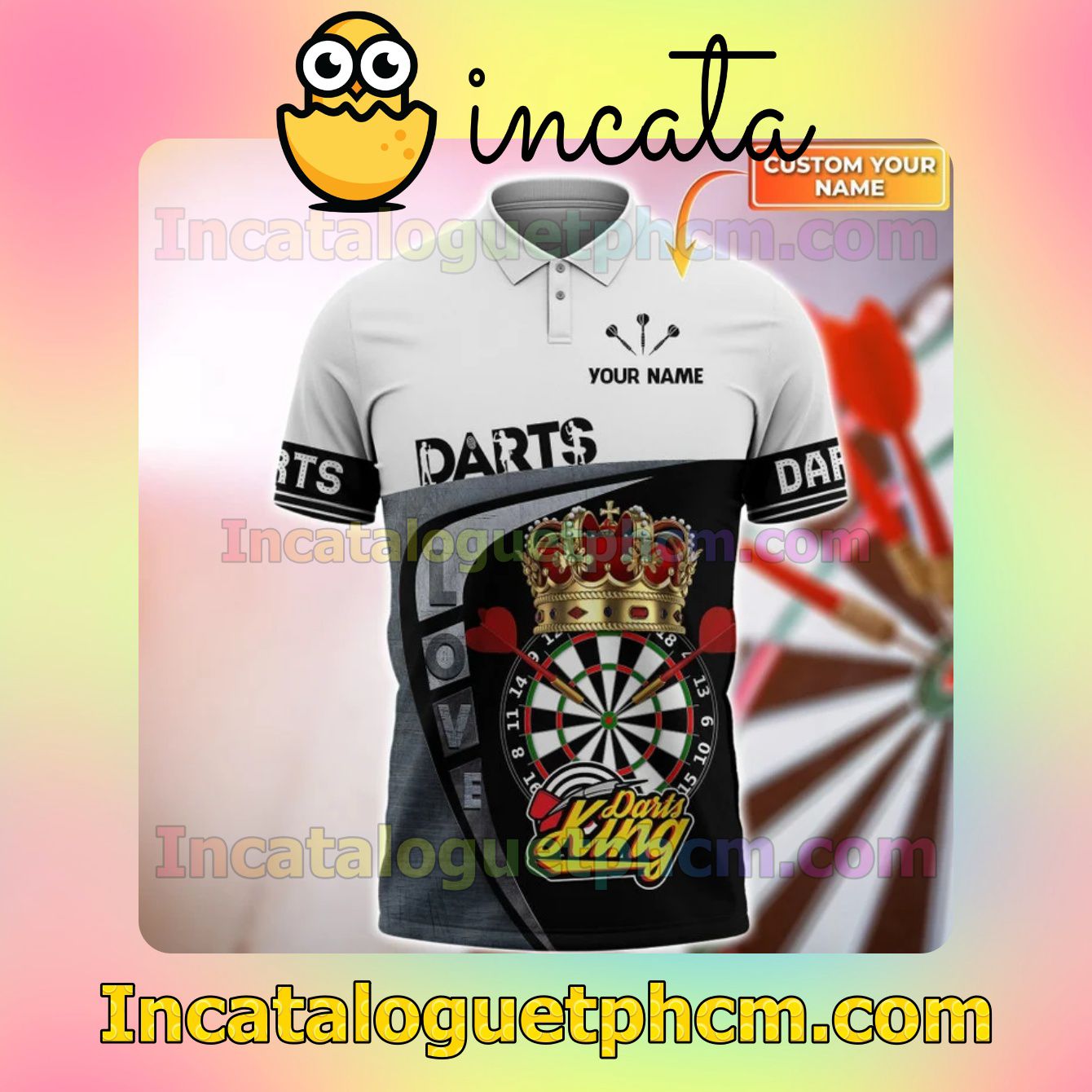 Personalized Love Darts King Crown Polo Gift For Men Dad