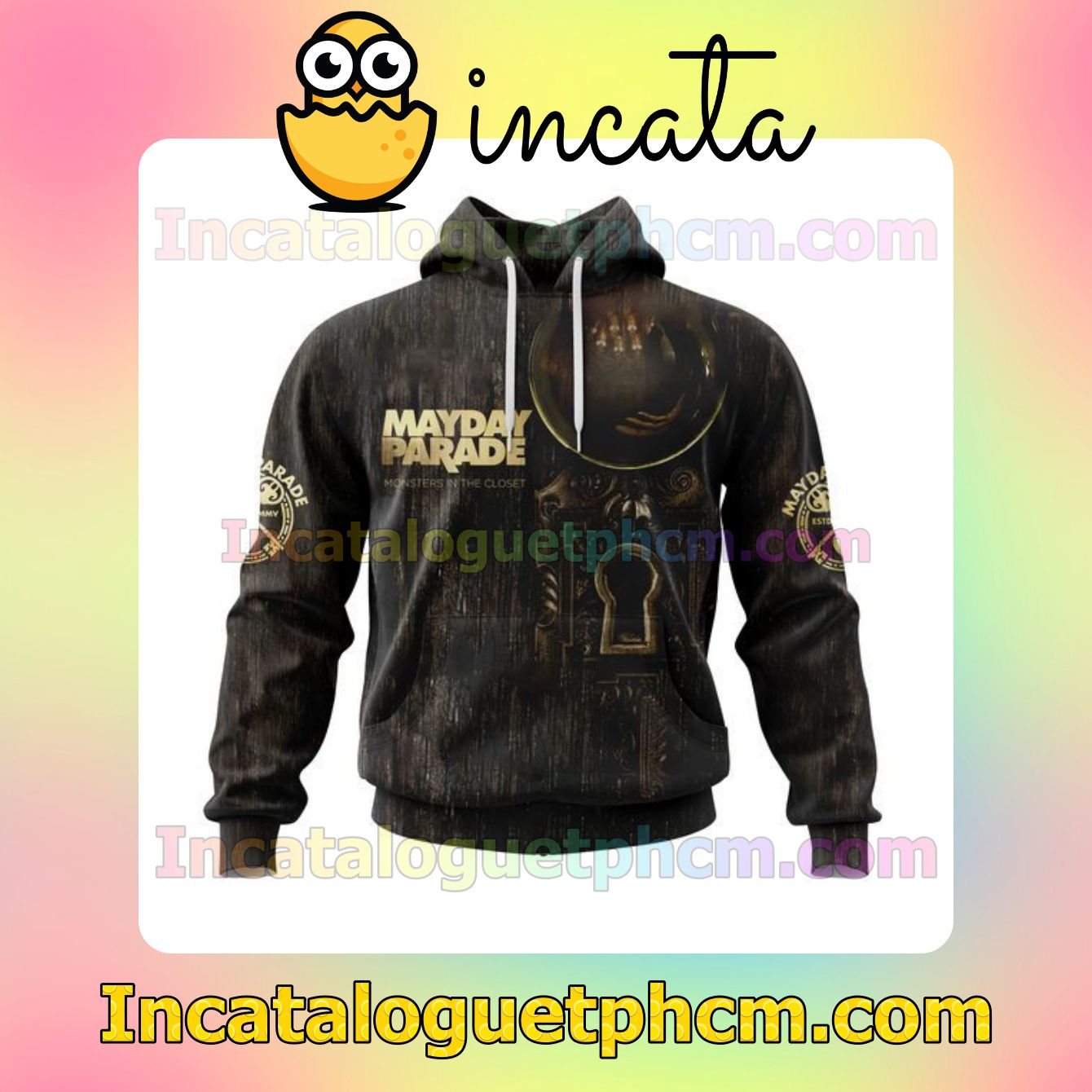 POD Personalized Mayday Parade Monsters In The Closet Album Cover Fleece Zip Up Hoodie
