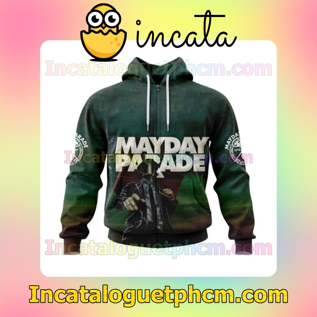 Gorgeous Personalized Mayday Parade Self Titled Album Cover Fleece Zip Up Hoodie