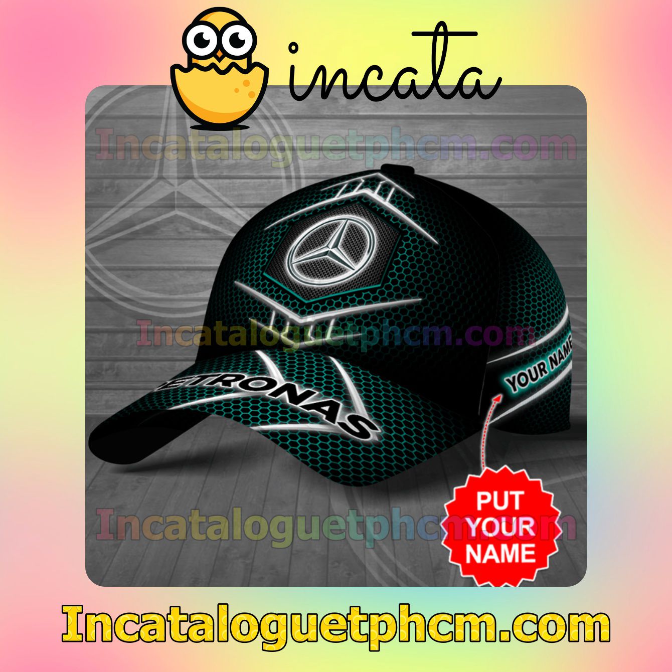 Amazing Personalized Mercedes Petronas Hive Pattern Classic Hat Caps Gift For Men