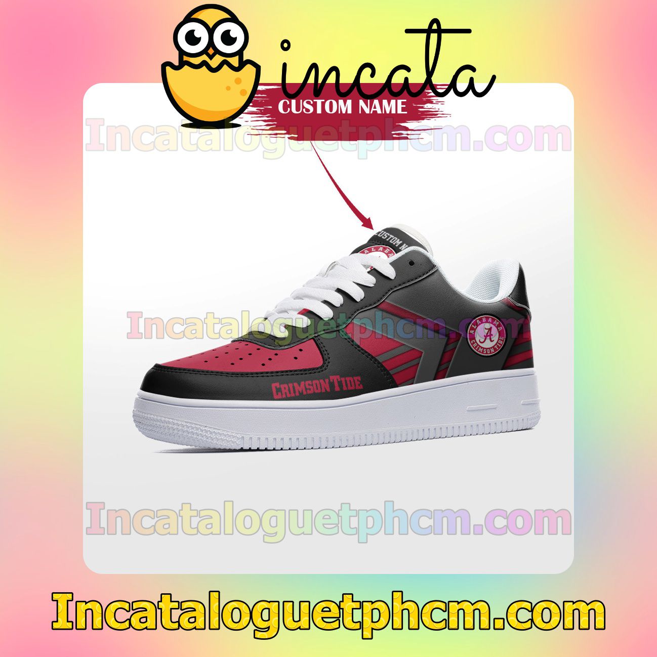 Vibrant Personalized NCAA Alabama Crimson Tide Custom Name Nike Low Shoes Sneakers