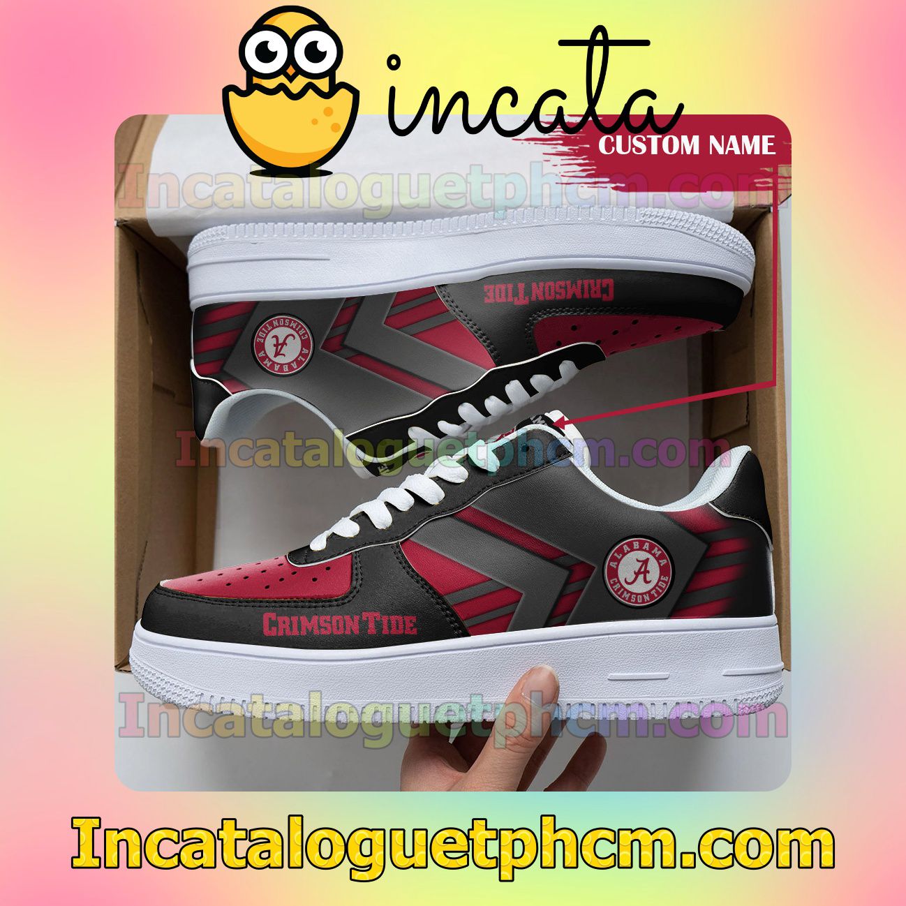 Free Personalized NCAA Alabama Crimson Tide Custom Name Nike Low Shoes Sneakers