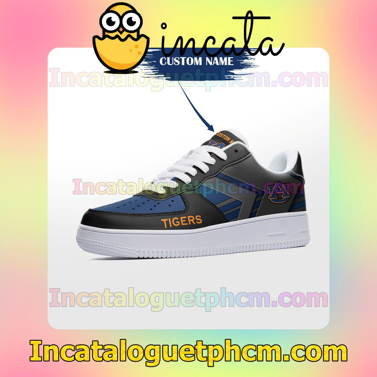 New Personalized NCAA Auburn Tigers Custom Name Nike Low Shoes Sneakers