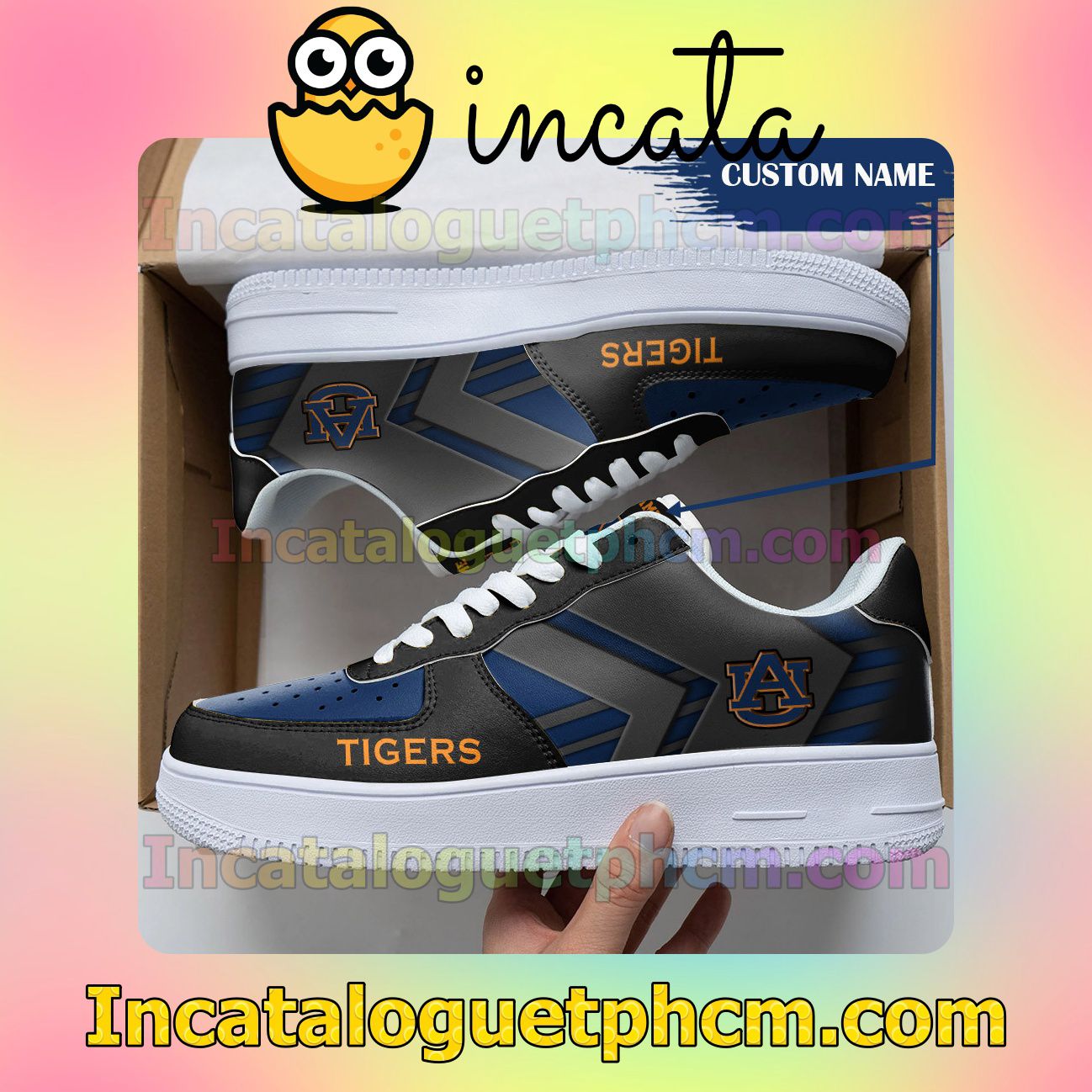 Present Personalized NCAA Auburn Tigers Custom Name Nike Low Shoes Sneakers