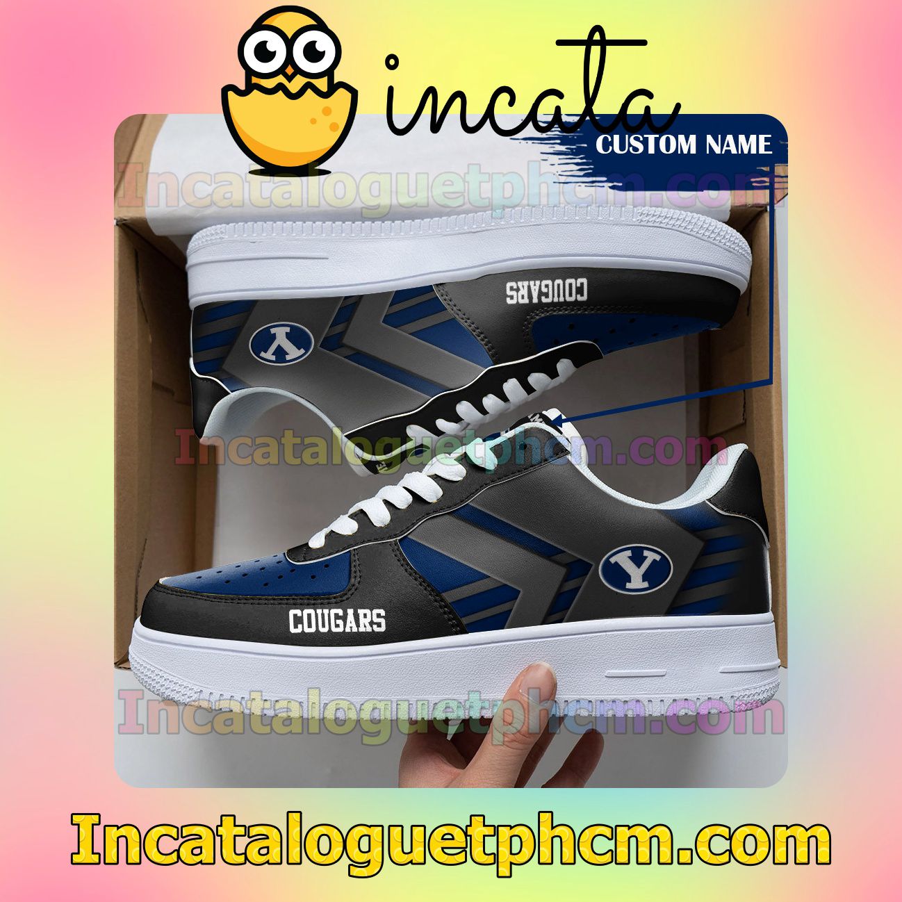 Absolutely Love Personalized NCAA BYU Cougars Custom Name Nike Low Shoes Sneakers