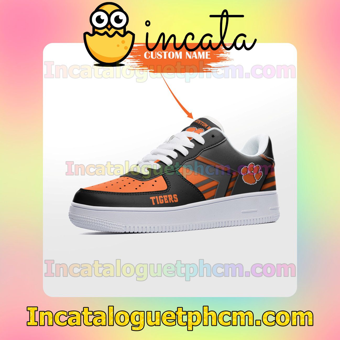 New Personalized NCAA Clemson Tigers Custom Name Nike Low Shoes Sneakers