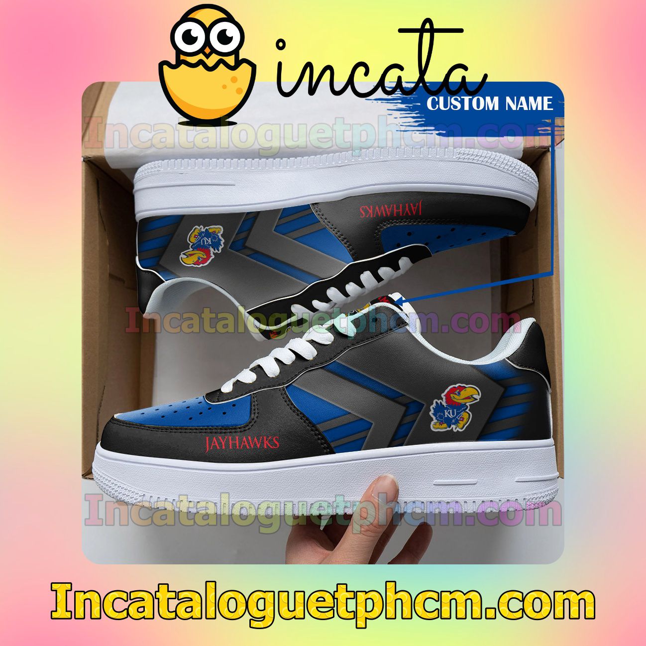 Top Rated Personalized NCAA Kansas Jayhawks Custom Name Nike Low Shoes Sneakers