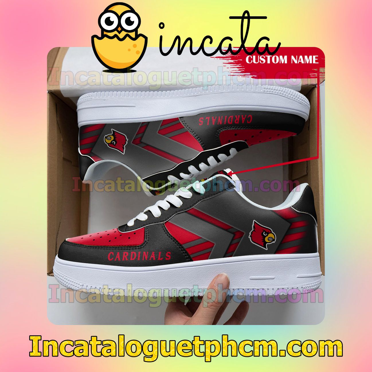 Present Personalized NCAA Louisville Cardinals Custom Name Nike Low Shoes Sneakers