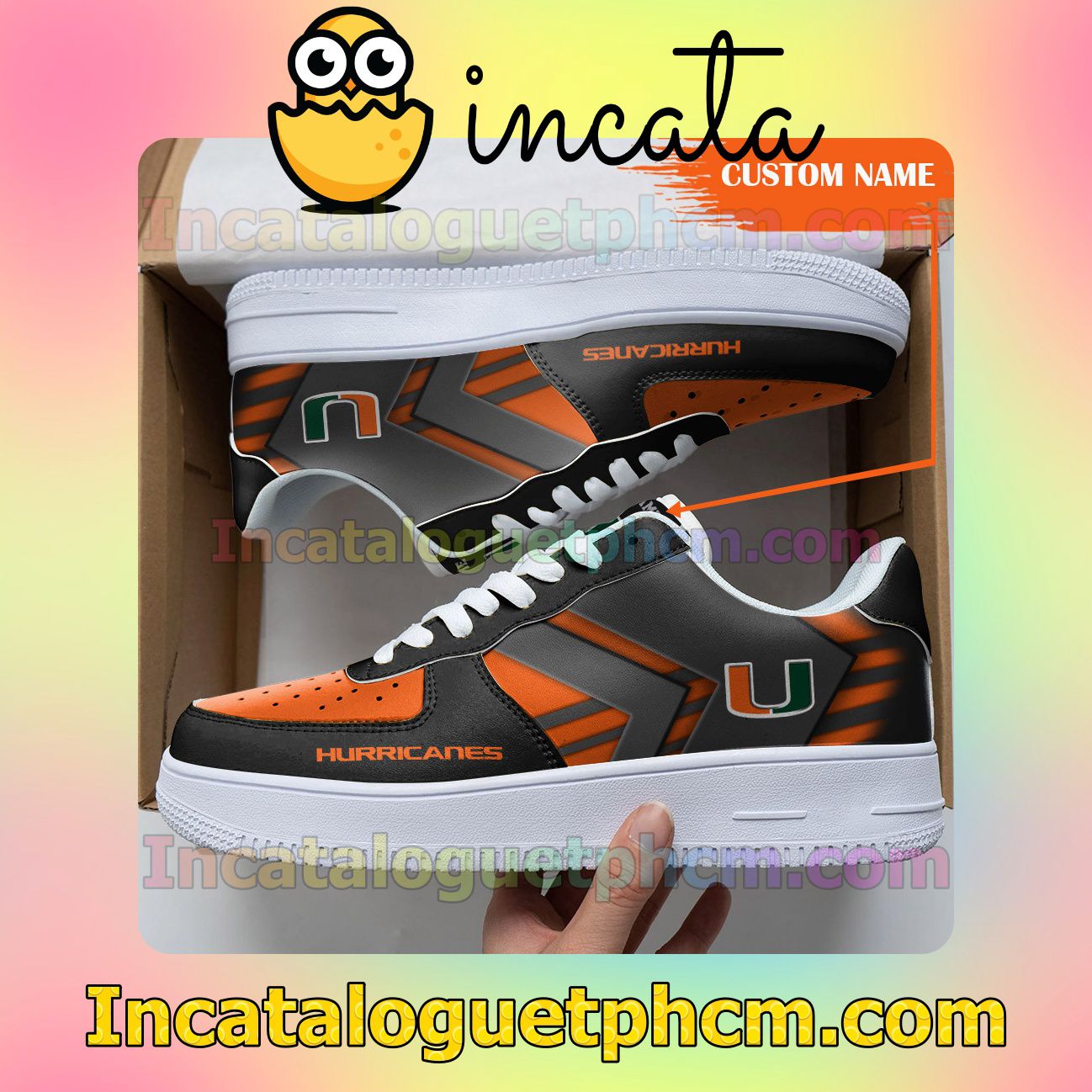 Near you Personalized NCAA Miami Hurricanes Custom Name Nike Low Shoes Sneakers