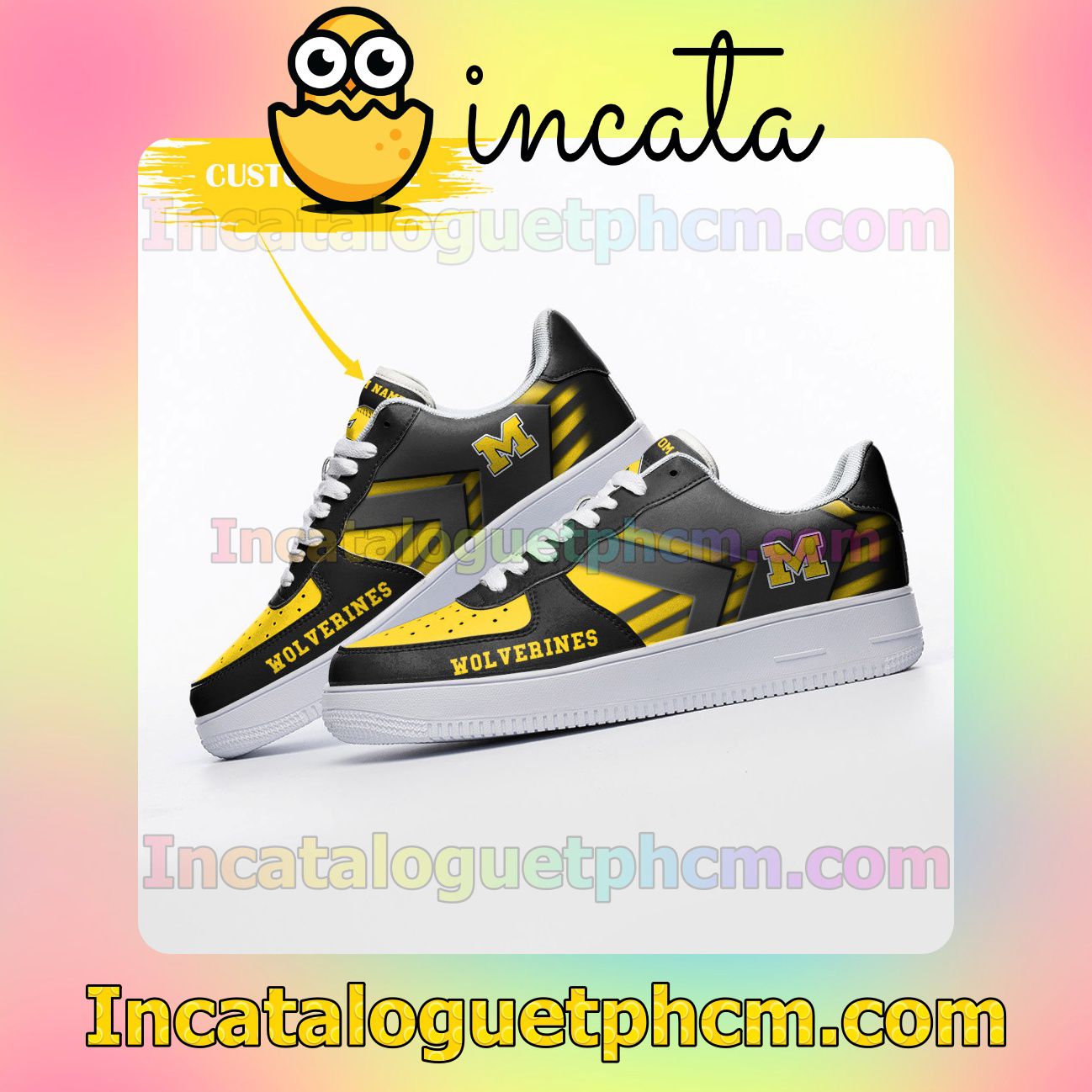 Near you Personalized NCAA Michigan Wolverines Custom Name Nike Low Shoes Sneakers