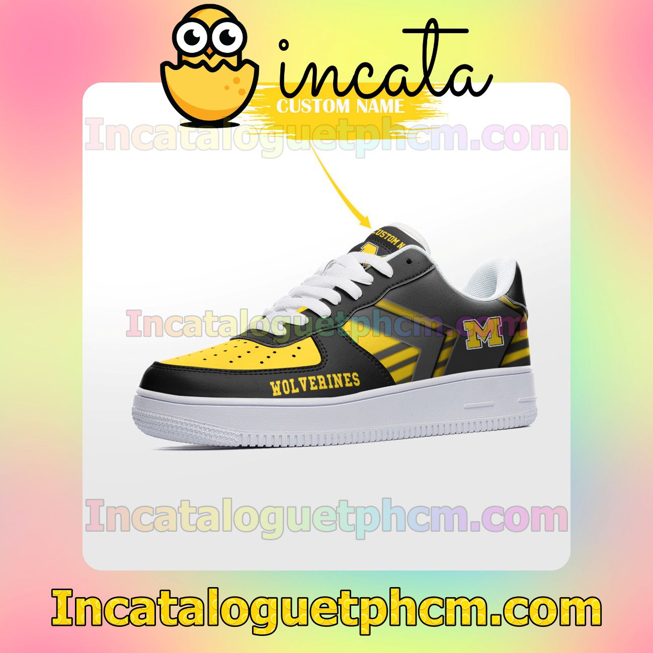 Around Me Personalized NCAA Michigan Wolverines Custom Name Nike Low Shoes Sneakers