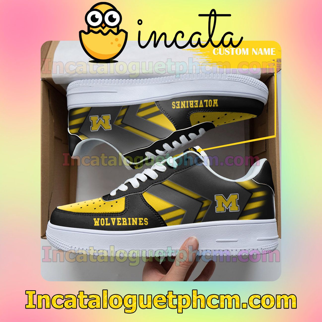Excellent Personalized NCAA Michigan Wolverines Custom Name Nike Low Shoes Sneakers