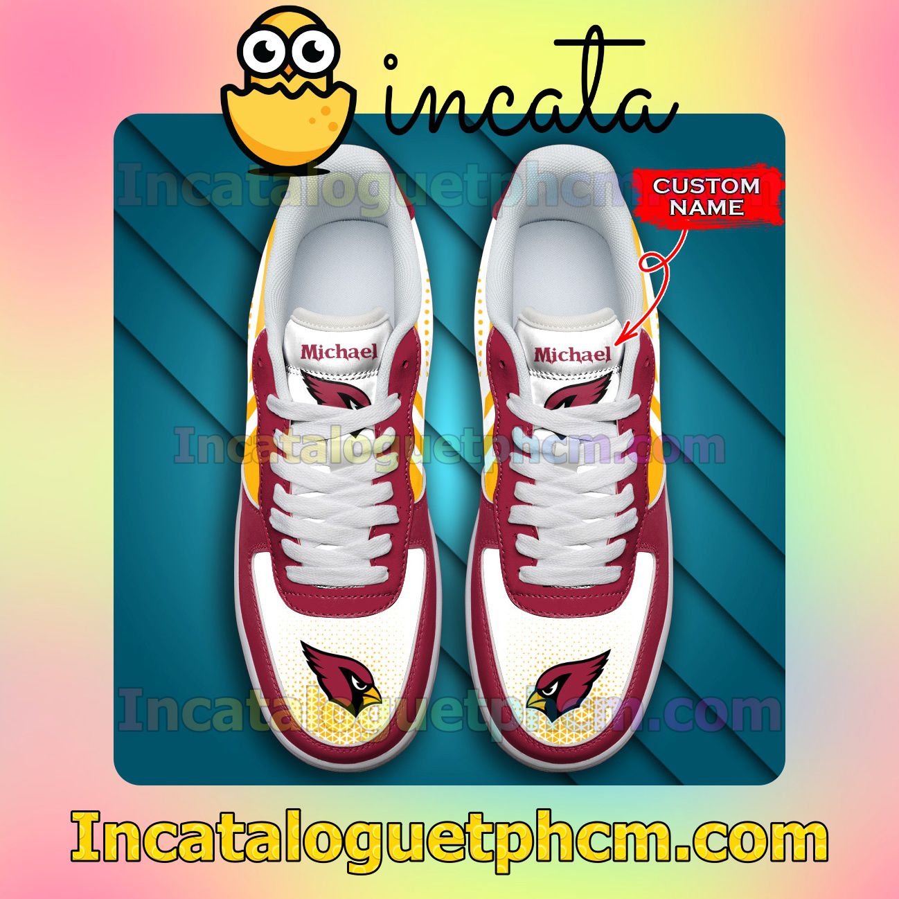 Only For Fan Personalized NFL Arizona Cardinals Custom Name Nike Low Shoes Sneakers