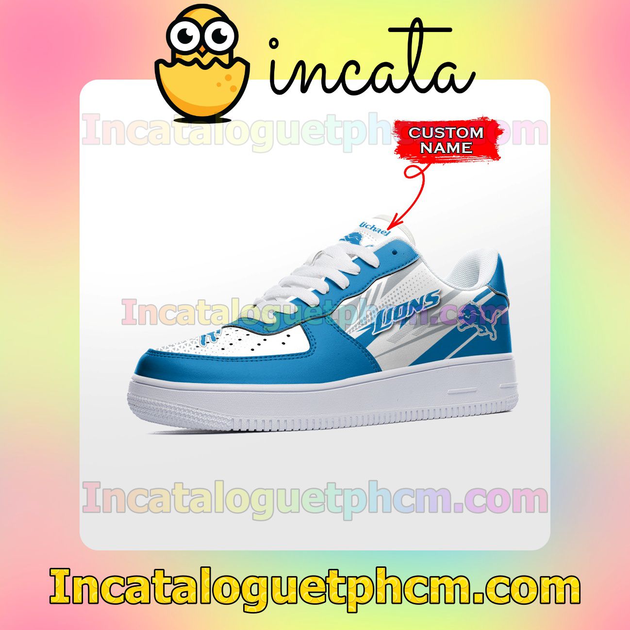 Clothing Personalized NFL Detroit Lions Custom Name Nike Low Shoes Sneakers