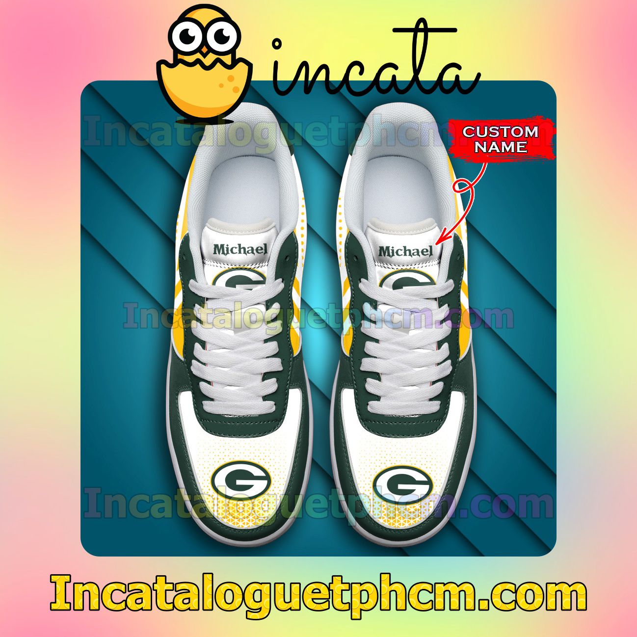 Awesome Personalized NFL Green Bay Packers Custom Name Nike Low Shoes Sneakers