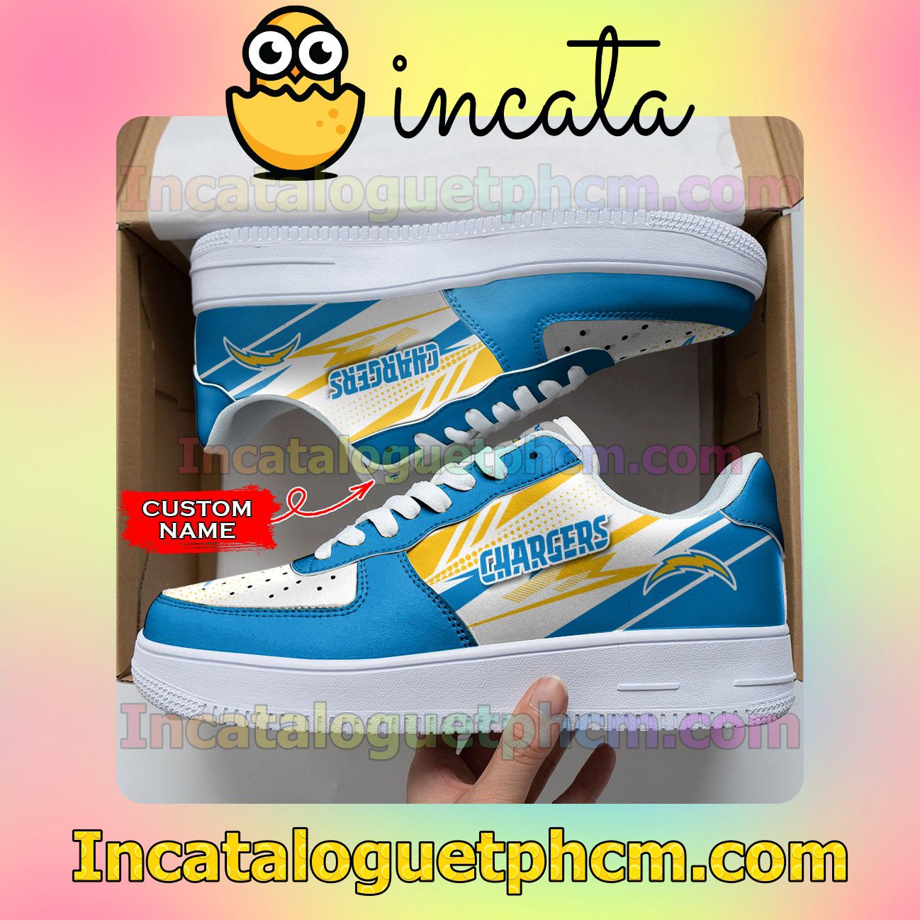 Handmade Personalized NFL Los Angeles Chargers Custom Name Nike Low Shoes Sneakers