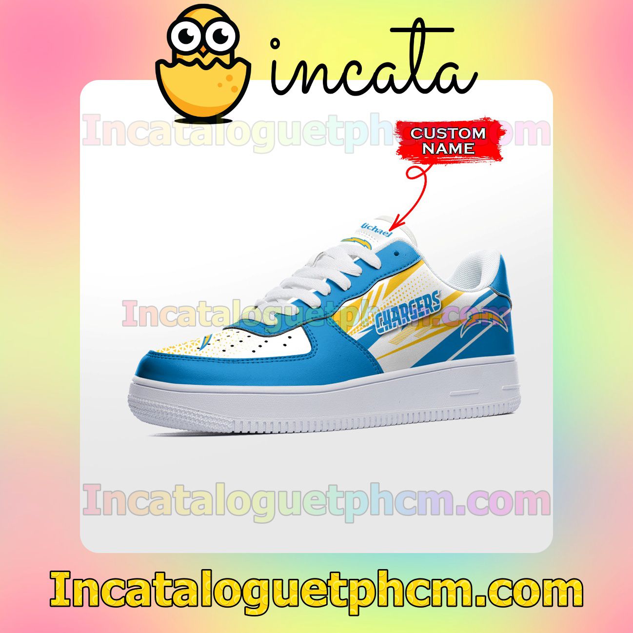 Fantastic Personalized NFL Los Angeles Chargers Custom Name Nike Low Shoes Sneakers
