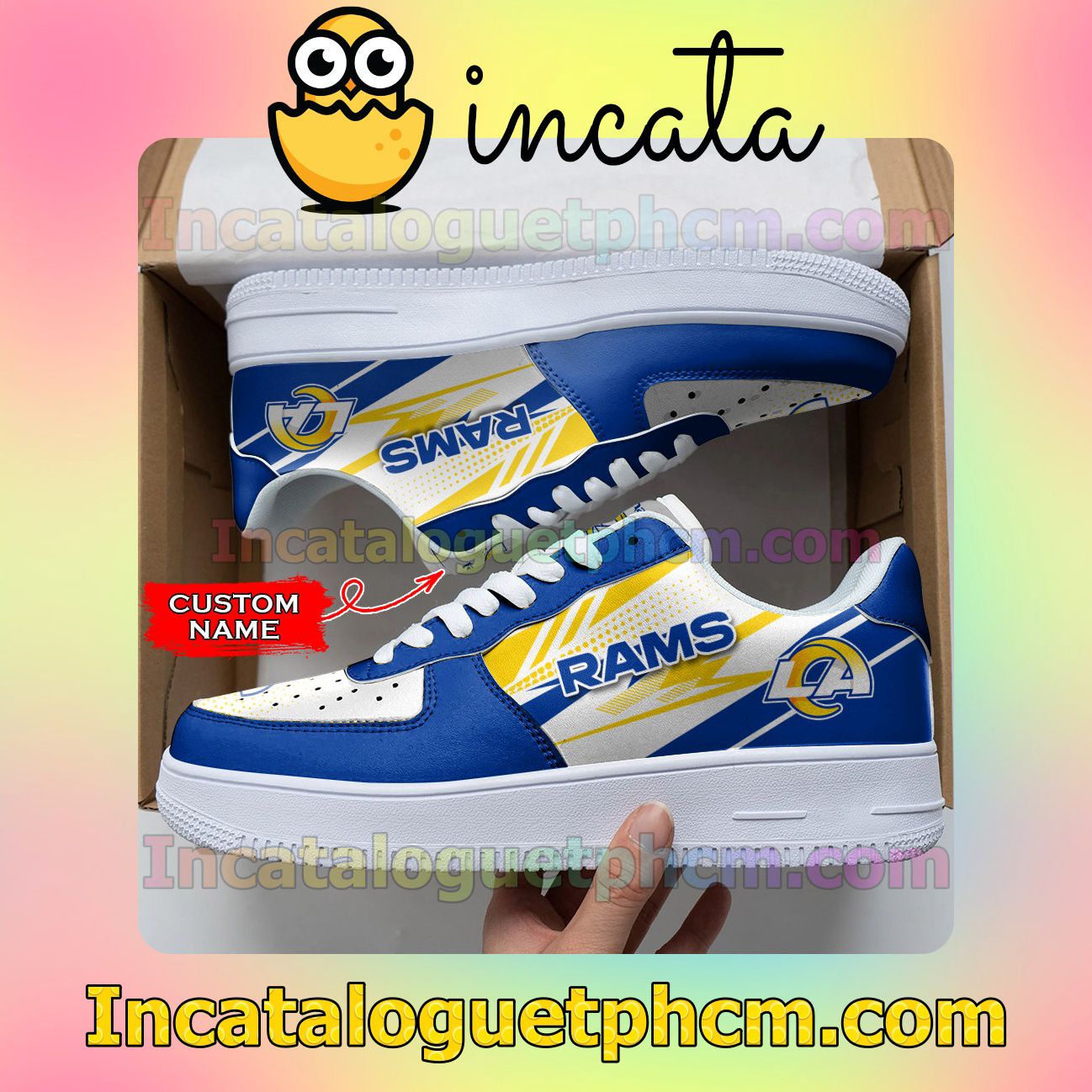 Vibrant Personalized NFL Los Angeles Rams Custom Name Nike Low Shoes Sneakers