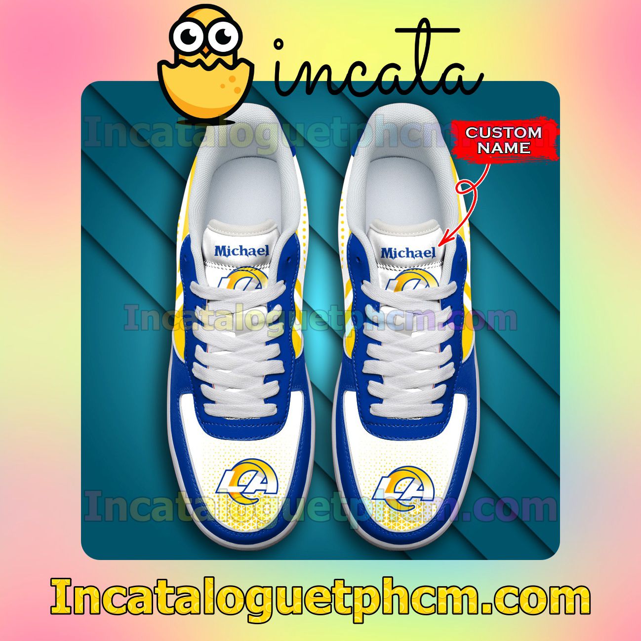 Great artwork! Personalized NFL Los Angeles Rams Custom Name Nike Low Shoes Sneakers