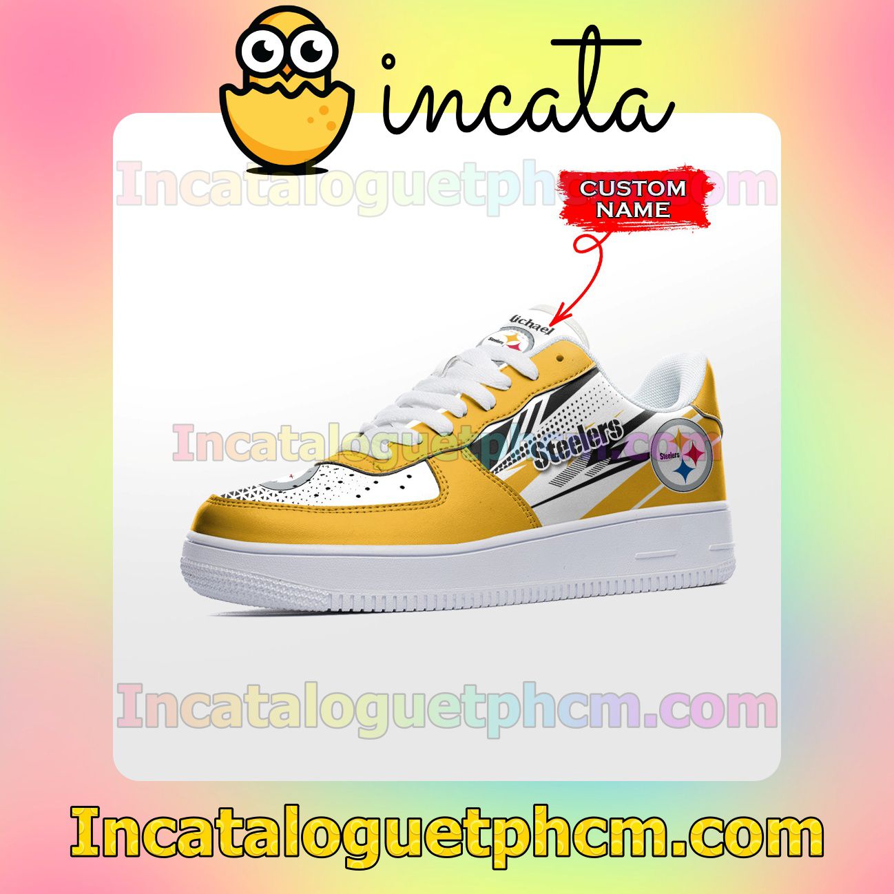 Us Store Personalized NFL Pittsburgh Steelers Custom Name Nike Low Shoes Sneakers