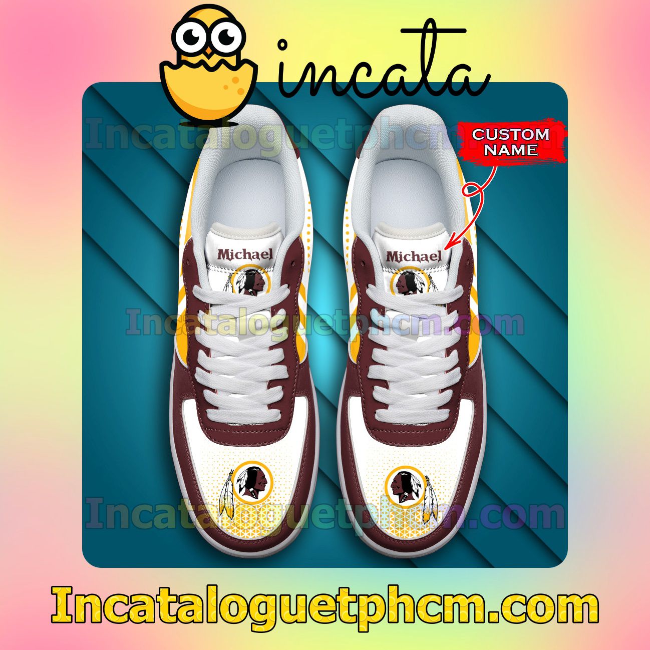 Hot Personalized NFL Washington Redskins Custom Name Nike Low Shoes Sneakers