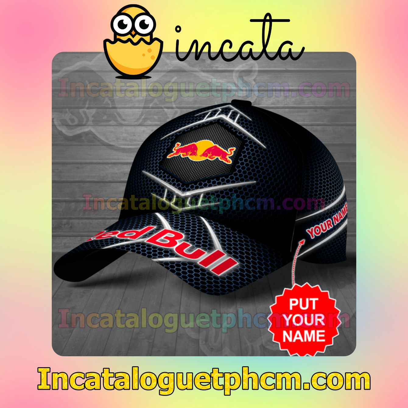 Gorgeous Personalized Red Bull Hive Pattern Classic Hat Caps Gift For Men